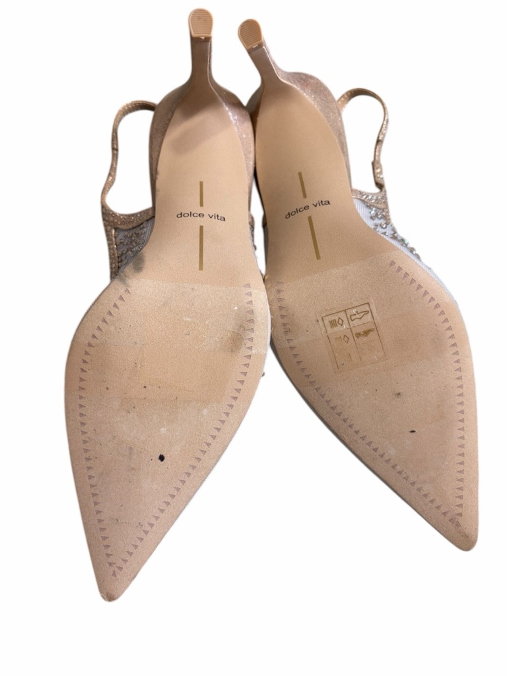 Dolce Vita Champagne Beaded Pointed Slingback Flats - Picture 7 of 8